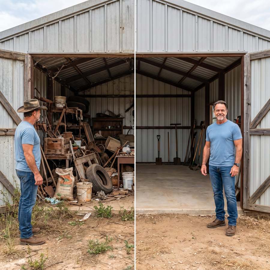 Debris clearing before and after