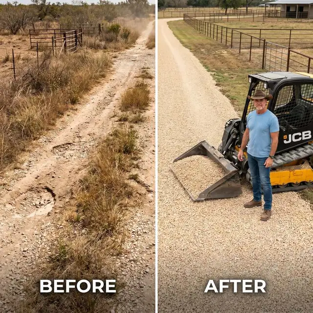 Gravel driveway before and after