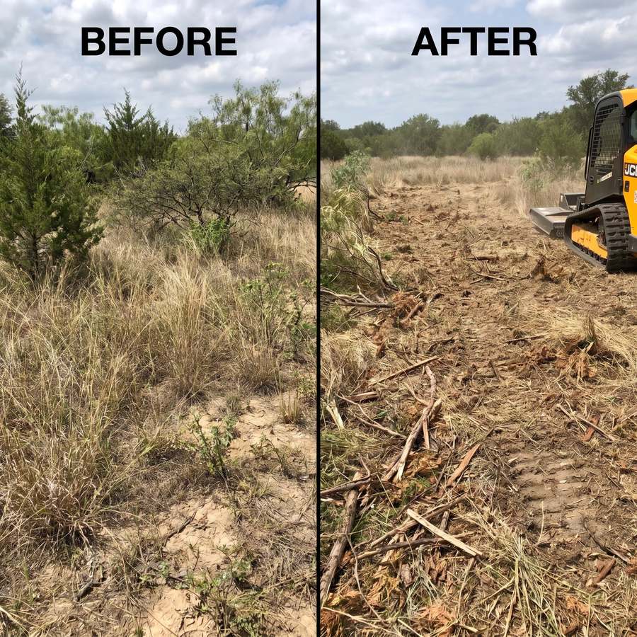 Brush hogging before and after